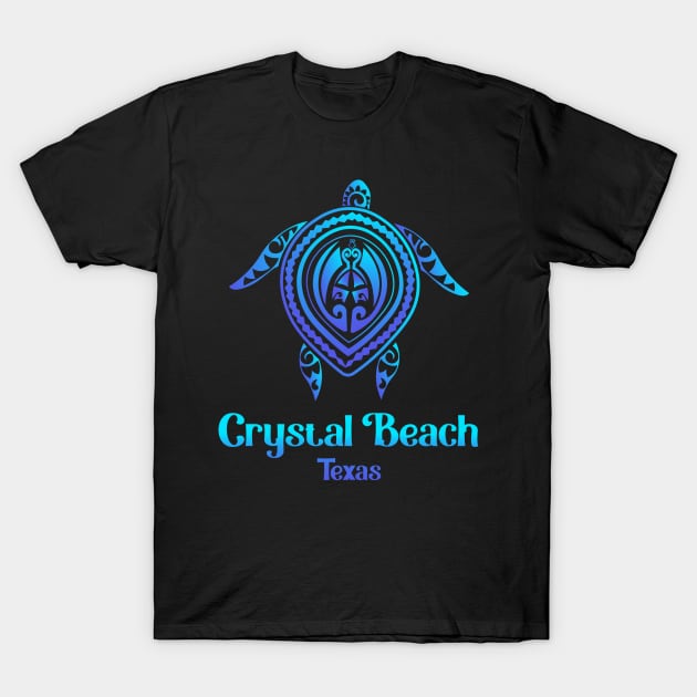 Crystal Beach Texas TX Souvenirs Tropical Blue Sea Turtle T-Shirt by kalponik